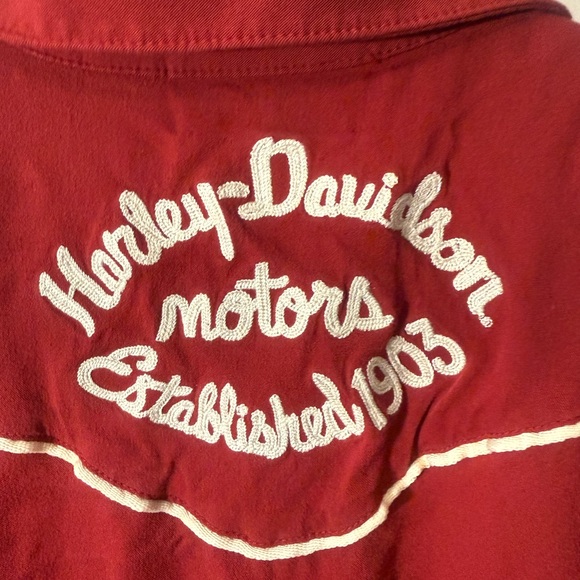 Harley Davidson Red Sleeveless Top with Embroidery- Size M - Picture 5 of 7
